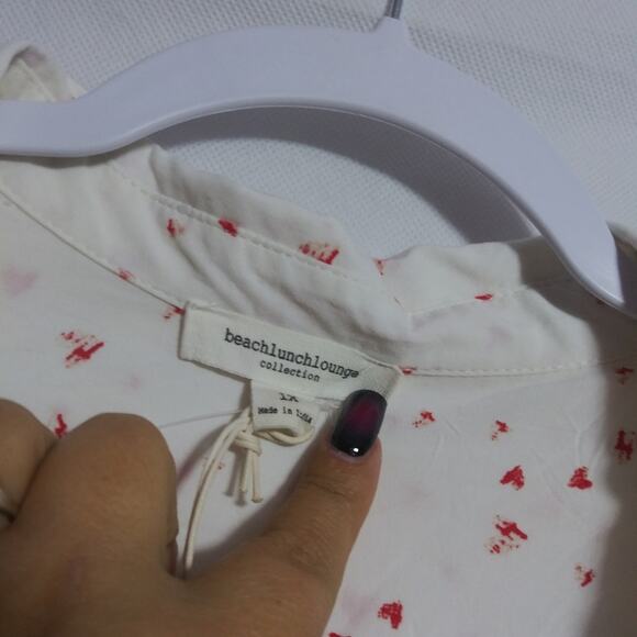 Beachlunchlounge Caroline Heart Long Sleeve Button Up Blouse Size 1X - Picture 5 of 9